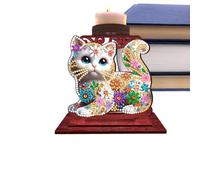 Art Painting Candlestick Holders - Gem Art Candle Holders | Cute Cat Table Decoration For Beginners Adults, Dressing Table Bookshelf Bedroom Living Room Office Meditation Room