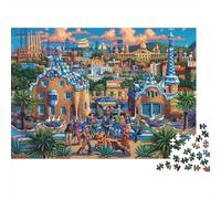 Art Paisaje Barcelona 1000 Piezas Cartón Mate Art Pueblo costero Rompecabezas para Adultos Diseño Preciso Antiestrés Entrenamiento Cerebral Cartón Resistente 52x38cm/1000pcs