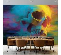 Art Papel Tapiz Fotográfico Abstracto Pintado Gótico Calavera Papel Pintado 150 x 105 cm, Art Mural De Pared Papel Pintado Vistoso Mural para Sala Estar Dormitorio Infantil Decoración