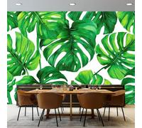 Art Papel Tapiz Fotográfico Acuarela Monstera Deliciosa Papel Pintado 250 x 175 cm, Art Mural De Pared Papel Pintado Verde Blanquecino Mural para Sala Estar Dormitorio Infantil Decoración