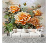 Art Papel Tapiz Fotográfico Arte Flores Rosas 350x256 cm Decoración de Pared Tipo Póster Sala Cuarto Mural Pared Amarillo Decoración De Interiores Fondo De Pantalla