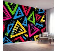 Art Papel Tapiz Fotográfico Astratto Geometrico Graffiti Papel Pintado 350 x 256 cm, Art Mural De Pared Papel Pintado Vistoso Mural para Sala Estar Dormitorio Infantil Decoración