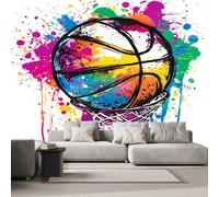 Art Papel Tapiz Fotográfico Baloncesto Deportes Papel Pintado no Tejido 250x175 cm Pared Sala Cuarto Póster Pintura Arte Mural para Sala de estar Dormitorio Infantil Decoración