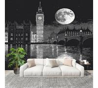 Art Papel Tapiz Fotográfico Big Ben Retro Pintado A Mano 350x256 cm Decoración de Pared Tipo Póster Sala Cuarto Mural Pared Negro Decoración De Interiores Fondo De Pantalla