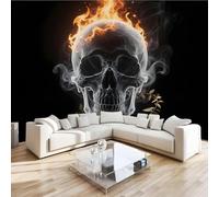 Art Papel Tapiz Fotográfico Calavera Llama Papel Pintado no Tejido 122x91 cm Pared Sala Cuarto Póster Retro Terror Mural para Sala de estar Dormitorio Infantil Decoración