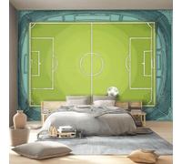Art Papel Tapiz Fotográfico Campo Deportivo Dibujos Animados Fútbol Papel Pintado 350 x 256 cm, Art Mural De Pared Papel Pintado Verde Mural para Sala Estar Dormitorio Infantil Decoración