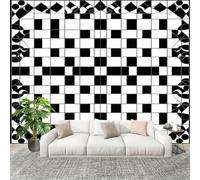 Art Papel Tapiz Fotográfico CláSico Mil PáJaros Tablero de Ajedrez 250x175 cm Decoración de Pared Tipo Póster Sala Cuarto Mural Pared En Blanco Y Negro Decoración De Interiores Fondo De Pantalla