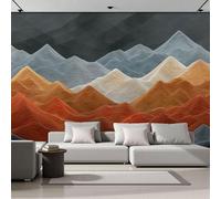 Art Papel Tapiz Fotográfico Cordilleras Con Forma De Ola Papel Pintado Cordilleras Abstractas Seda 250 × 175 Cm Pared Sala Cuarto Póster Terracota Mural Para Sala Estar Dormitorio Infantil Decoración