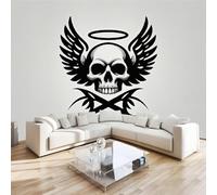 Art Papel Tapiz Fotográfico Cráneo Alas Papel Pintado no Tejido 150x100 cm Pared Sala Cuarto Póster Pintado Vintage Mural para Sala de estar Dormitorio Infantil Decoración