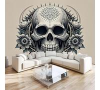 Art Papel Tapiz Fotográfico Cráneo Alas Papel Pintado no Tejido 400x280 cm Pared Sala Cuarto Póster Pintado Vintage Mural para Sala de estar Dormitorio Infantil Decoración