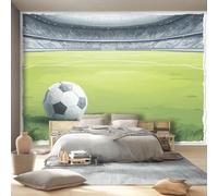 Art Papel Tapiz Fotográfico Deportes Dibujos Animados Campo De Fútbol Papel Pintado 300 x 210 cm, Art Mural De Pared Papel Pintado Verde Mural para Sala Estar Dormitorio Infantil Decoración
