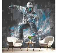 Art Papel Tapiz Fotográfico Esquiador Papel Pintado Fotomurales Gris Carbón 200X140Cm Pared Cuarto Póster Tinta De Estilo Callejero Mural Para Salón Dormitorio Infantil Decoración