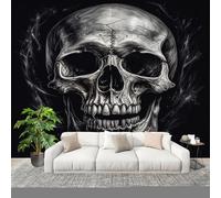 Art Papel Tapiz Fotográfico Estilo Oscuro GóTico Arte de Calaveras 350x256 cm Decoración de Pared Tipo Póster Sala Cuarto Mural Pared Negro Decoración De Interiores Fondo De Pantalla