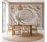 Art Papel Tapiz Fotográfico Estilo Rococó Relieve Plumas De Pavo Real Uvas Vides Papel Pintado 350 x 256cm, Art Mural Mural para Sala Estar Dormitorio Cocina Infantil Decoración