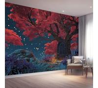 Art Papel Tapiz Fotográfico Fantasia Giardino Acero Papel Pintado 350 x 256 cm, Art Mural De Pared Papel Pintado Rojo Mural para Sala Estar Dormitorio Infantil Decoración