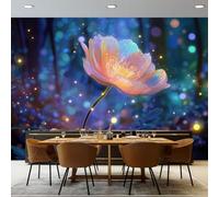 Art Papel Tapiz Fotográfico Fantasía Selva Flores Papel Pintado 400 x 280 cm, Art Mural De Pared Papel Pintado Vistoso Mural para Sala Estar Dormitorio Infantil Decoración
