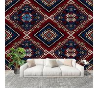 Art Papel Tapiz Fotográfico GeometríA Estilo éTnico TradicióN 300x210 cm Decoración de Pared Tipo Póster Sala Cuarto Mural Pared Rojo Decoración De Interiores Fondo De Pantalla