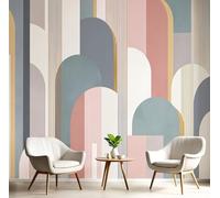 Art Papel Tapiz Fotográfico Geométrico Rayado Papel Pintado Bohemio Simple Seda 400X280Cm Pared Sala Cuarto Póster Beige Mural Para Sala Estar Dormitorio Infantil Decoración