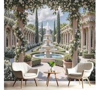 Art Papel Tapiz Fotográfico Jardín De Rosas Papel Pintado Arquitectura De Estilo Nórdico Seda 200X140Cm Pared Sala Cuarto Póster Verde Esmeralda Mural Para Sala Estar Dormitorio Infantil Decoración