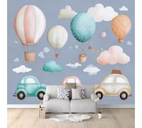 Art Papel Tapiz Fotográfico Lindo Nubes Coche Globo Papel Pintado 150 x 105 cm, Art Mural De Pared Papel Pintado Colorful Mural para Sala Estar Dormitorio Infantil Decoración