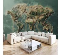 Art Papel Tapiz Fotográfico Mapa Del Mundo Papel Pintado no Tejido 122x91 cm Pared Sala Cuarto Póster Norte Y Sur Tierra Mural para Sala de estar Dormitorio Infantil Decoración
