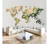 Art Papel Tapiz Fotográfico Mapa Del Mundo Papel Pintado no Tejido 250x175 cm Pared Sala Cuarto Póster Norte Y Sur Tierra Mural para Sala de estar Dormitorio Infantil Decoración