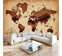 Art Papel Tapiz Fotográfico Mapa Del Mundo Papel Pintado no Tejido 430x300 cm Pared Sala Cuarto Póster Norte Y Sur Tierra Mural para Sala de estar Dormitorio Infantil Decoración