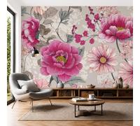 Art Papel Tapiz Fotográfico Margarita Peonía Rosada Papel Pintado Plantas Y Flores Retro Seda 400 × 280 cm Pared Sala Cuarto Póster Rosa Mural Para Sala Estar Dormitorio Infantil Decoración