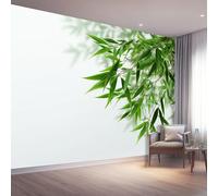 Art Papel Tapiz Fotográfico Minimalista Foglie Di Bambù Piante Papel Pintado 200 x 140 cm, Art Mural De Pared Papel Pintado Verde Mural para Sala Estar Dormitorio Infantil Decoración
