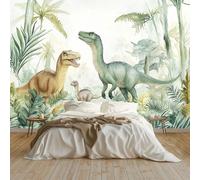 Art Papel Tapiz Fotográfico Mundo De Dinosaurios De La Jungla Papel Pintado no Tejido 200x140 cm Lana Decoración de Pared Sala Cuarto Póster Mural para Sala de estar Dormitorio Decoración, Verde