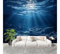 Art Papel Tapiz Fotográfico Mundo Submarino Sunshine 250x175 cm Decoración de Pared Tipo Póster Sala Cuarto Mural Pared Azul Decoración De Interiores Fondo De Pantalla