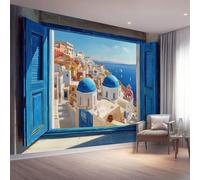 Art Papel Tapiz Fotográfico Paesaggio Naturale Isole Architettura Papel Pintado 200 x 140 cm, Art Mural De Pared Papel Pintado Azul Mural para Sala Estar Dormitorio Infantil Decoración