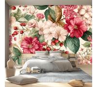 Art Papel Tapiz Fotográfico País Francés Acuarela Flores Papel Pintado 350 x 256 cm, Art Mural De Pared Papel Pintado Rosa Mural para Sala Estar Dormitorio Infantil Decoración