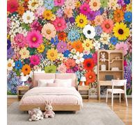 Art Papel Tapiz Fotográfico Retro Floral Cosmos Papel Pintado 250 x 175cm, Art Mural De Pared Vistoso Mural para Sala Estar Dormitorio Cocina Infantil Decoración