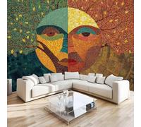 Art Papel Tapiz Fotográfico Rostro Humano Geometría Papel Pintado no Tejido 400x280 cm Pared Sala Cuarto Póster Abstracto Textura Mural para Sala de estar Dormitorio Infantil Decoración