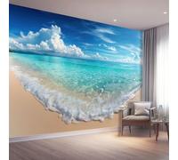 Art Papel Tapiz Fotográfico Tropicale Costiero Cielo Blu Papel Pintado 300 x 210 cm, Art Mural De Pared Papel Pintado Azul Mural para Sala Estar Dormitorio Infantil Decoración