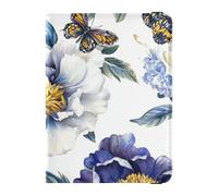 Art Peonies - Funda protectora de piel para pasaporte, diseño de flores, color blanco y morado, Art Peonies Flower White and Purple, 1 size