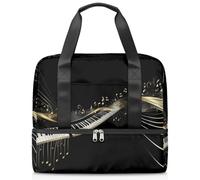 Art Piano - Bolsa de lona deportiva con notas musicales para mujeres, hombres, niños y niñas, 21 L, para fin de semana, para viajes, gimnasio, yoga, color, Big, Organizador de bolsas