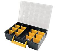 Art Plast ZA1591 Organizador de plástico L362 x P250 x H85 mm con separadores extraíbles, tapa transparente, Negro/Amarillo, 36,2x25x8,5