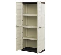 Art Plast ZA2531 Armario de Altura Completa en Polipropileno, Color Marfil y Taupe, L 700 x P 390 x H 1.650 mm