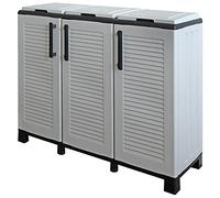 Art Plast ZA2818 Armario de Media Altura en Polipropileno de la Linea Eco, práctico para Aprovechar al Maximo el Espacio, L 1020 x P370 x H 900 mm, Gris, 3 CONTENITORI