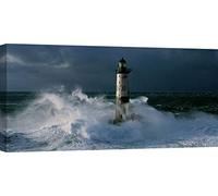 ART PRINT CAFE' - Cuadro, Faro - Impresion sobre Lienzo - Jean Guichard, Phare d'Ar-Men lors d'une tempète - 70x35 cm