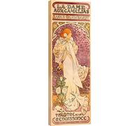 ART PRINT CAFE' - Cuadro Mucha, Liberty - Impresión sobre lienzo - Alphonse Mucha, La Dame aux Camélias - 40x120 cm