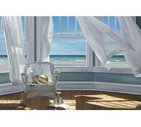 ART-PRINT-on-matte-paper-220gr- Gentle Reader Hollingsworth Karen - Imagen horizontal costera Playas costeras Sillas Sombreros Interiores Ocean Fine Art Print 25_X_38_in