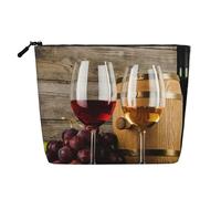 Art Red Wine Galsses & Grapes - Bolsa de cosméticos para mujer, adecuada para almacenamiento diario, viajes y viajes de negocios.
