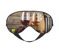 Art Red Wine Galsses & Grapes Print - Antifaz lavable portátil para dormir, suave y transpirable, se adapta a todas las cabezas ajustable