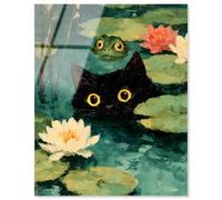 Art Remedy - Arte de pared con diseño de gato curioso Water Gazers II, listo para colgar, 24 x 30 pulgadas