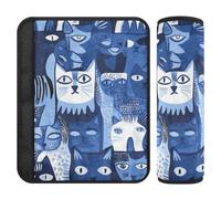 Art Russian Blue Cats Blue - 2 almohadillas para cinturón de seguridad para cinturón de seguridad que liberan el estrés en tu cuello y hombros para accesorios de bolsa para carro