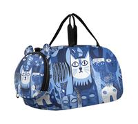 Art Russian Blue Cats - Bolsa de lona para gimnasio con compartimento para zapatos, ligera, para niños, para playa, natación, piscina, deportes