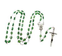 Art Sacrum - Rosario de cristal verde, 6 mm, Madonna, Cruz Papa, aprox. 47 cm